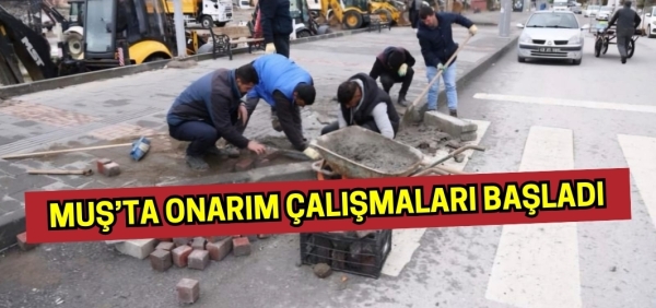 Muş’ta Kaldırım Onarım Çalışmaları Başladı