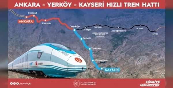 Yerköy-Kayseri hızlı treninde %50 ilerleme