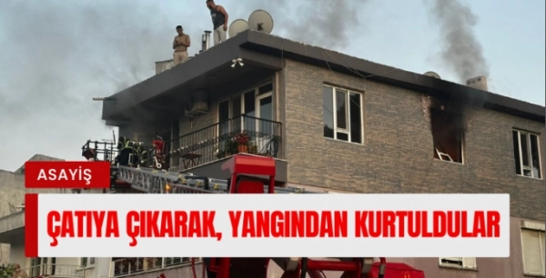 Çatıya çıkarak, yangından kurtuldular