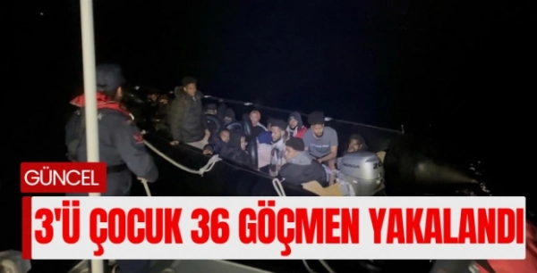 İzmir açıklarında 36 düzensiz göçmen yakalandı