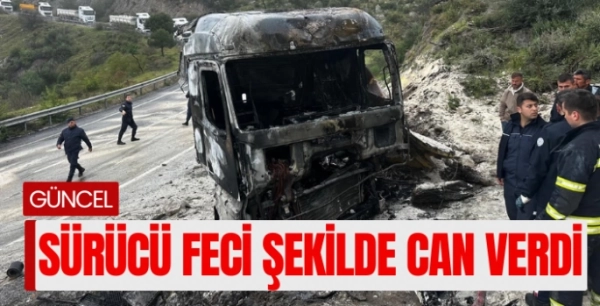 Tır sürücüsü feci şekilde yanarak hayatını kaybetti