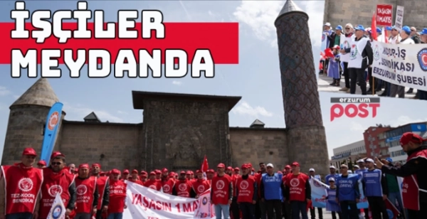 İşçiler, emek dostları, hak ve özgürlük talepleriyle alanlardalar
