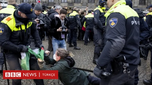 Amsterdam'da yasağa rağmen yapılan protestoda onlarca Filistin yanlısı gözaltına alındı - BBC News Türkçe