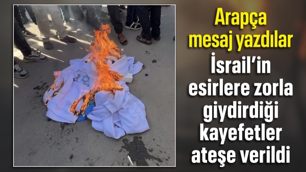 Filistinli esirler İsrail'in zorla giydirdiği Davut yıldızlı kıyafetleri yaktı