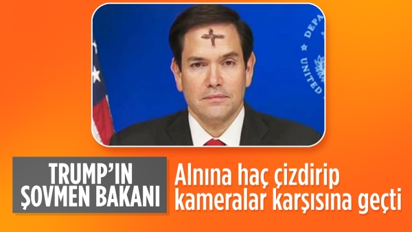 Marco Rubio, alnında külle çizilmiş haç işaretiyle canlı yayına çıktı