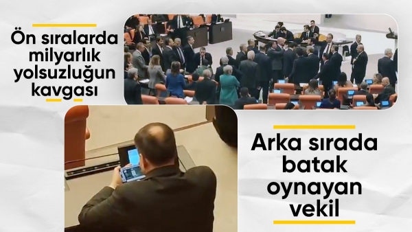 Meclis'te kavga sırasında batak oynayan milletvekili