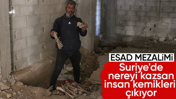 Suriye'de korkunç görüntüler: Bina temellerinden insan kemikleri çıkıyor