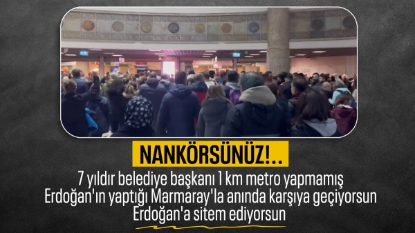 Yasağa rağmen Marmaray'da toplanan kalabalıktan İmamoğlu sloganları