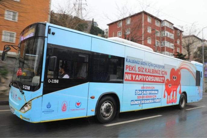 İETT otobüsleri kalp sağlığına dikkat çekiyor