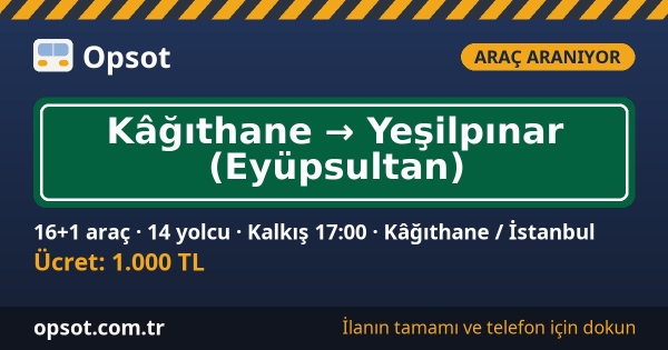 Merkez → Yeşilpınar servisi için 16+1 araç aranıyor