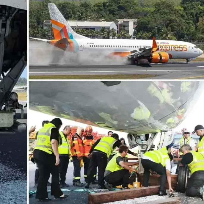 Phuket Havalimanı'nda korku dolu anlar: Uçak iniş takımı koptu