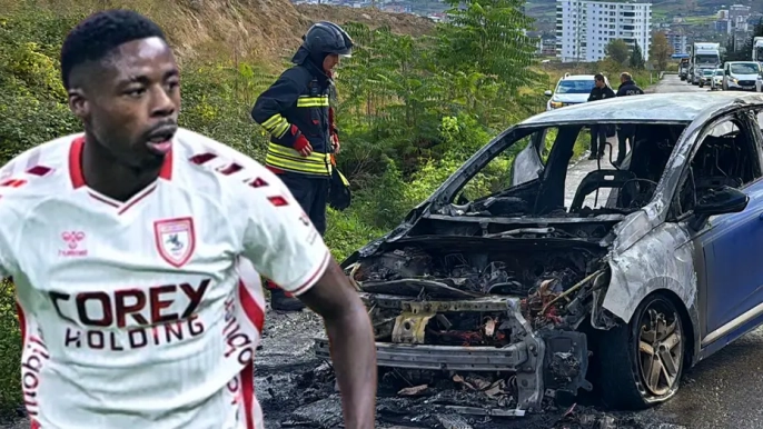 Samsunsporlu yıldızın aracı alev aldı: AİLESİYLE BİRLİKTE BÜYÜK KORKU YAŞADI!