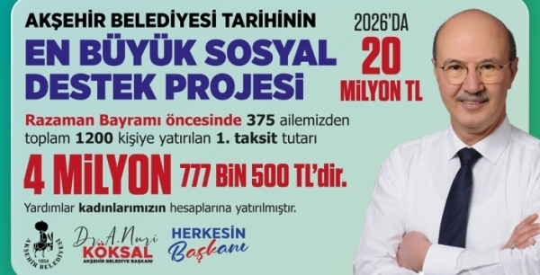 Akşehir’de bayram desteği hesaplarda: 4,7 milyon TL ödeme yapıldı