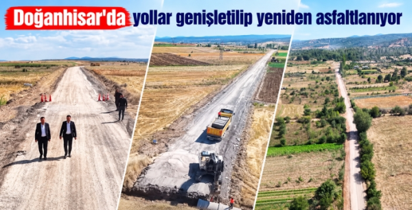 Doğanhisar'da yollar genişletilip yeniden asfaltlanıyor