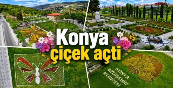 Konya çiçek açtı: 1 milyon 800 bin çiçek şehri renklendirdi