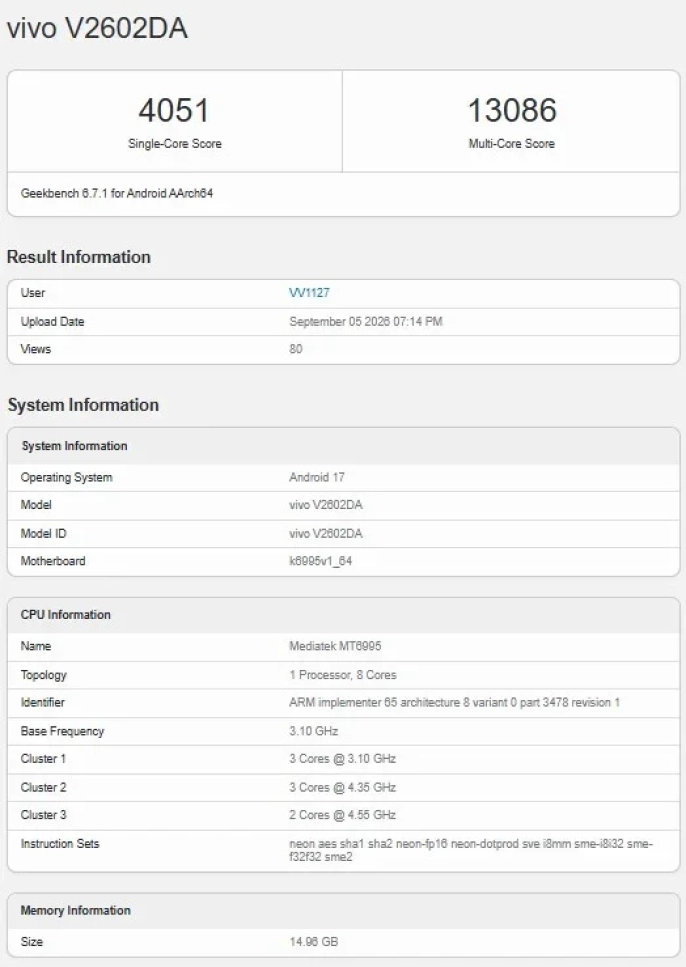 Vivo X500 Pro Max'ın teknik özellikleri ve performans sonuçları açıklandı - 3