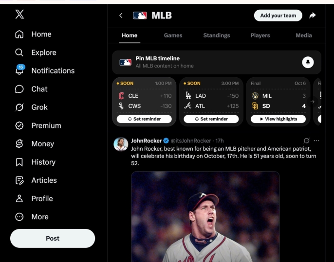 X, 'Gametime' spor merkezi ile MLB'ye adım attı